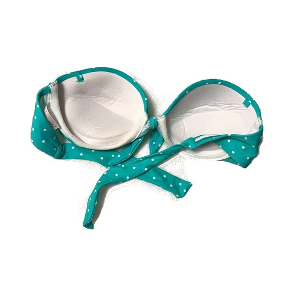 Target Xhileration turquoise polka dot strapless bikini top - Picture 4 of 8